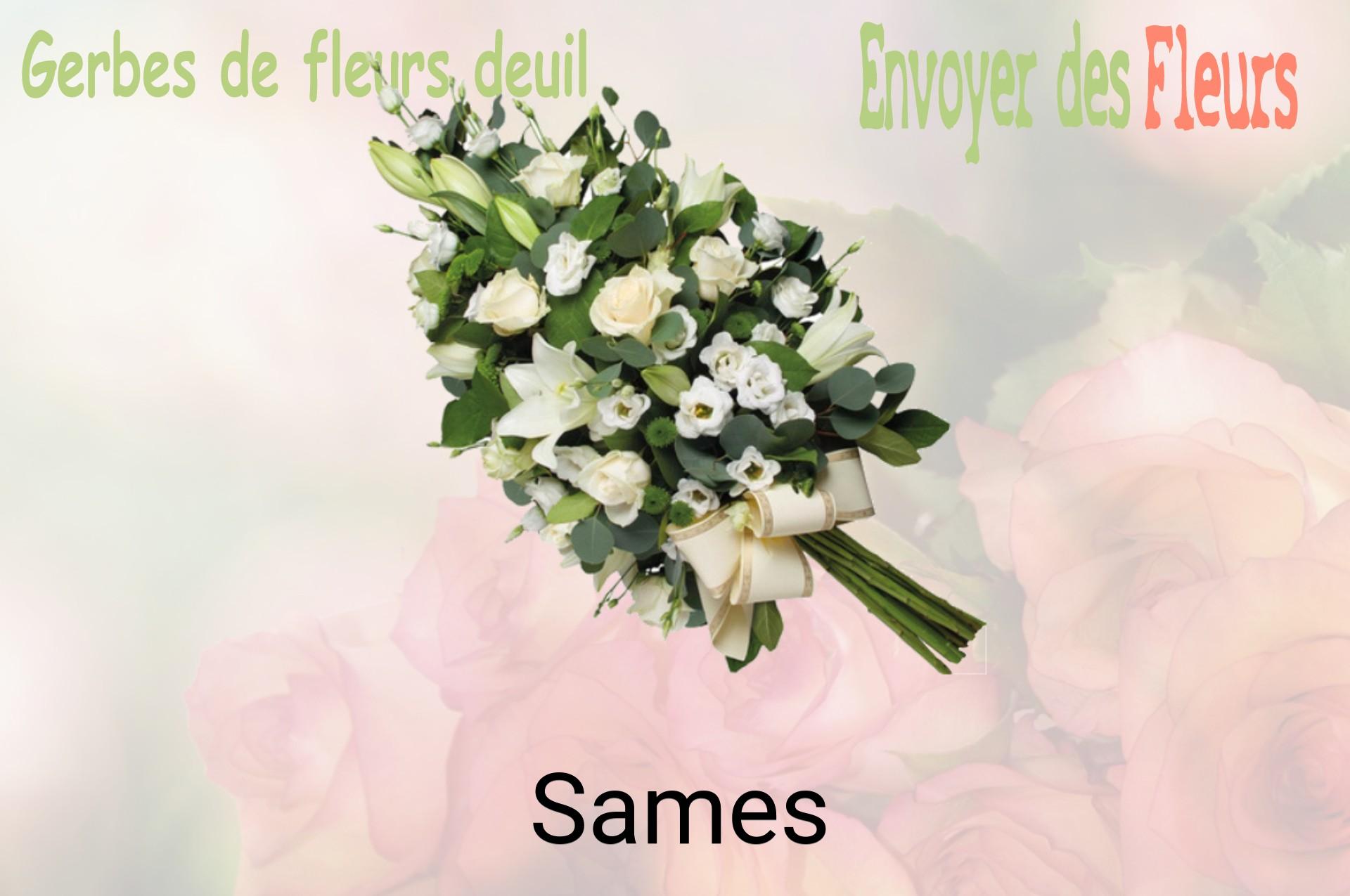 Gerbe de fleurs de deuil livrée à Sames